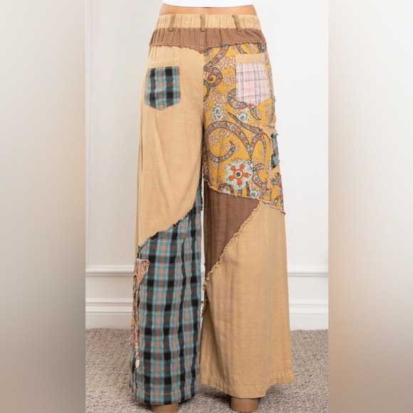 Blue Velvet Patchwork Wide Leg Pants, Various Sizes NWT - Picture 3 of 6